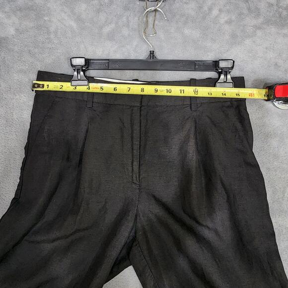 H&M Trouser Pants Wide Leg Linen Blend Size 6 Black - Picture 7 of 9